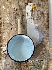 326⚜️ Ancienne Casserole en Tôle Émaillée Couleur Écru Ø 19 Cm Vintage