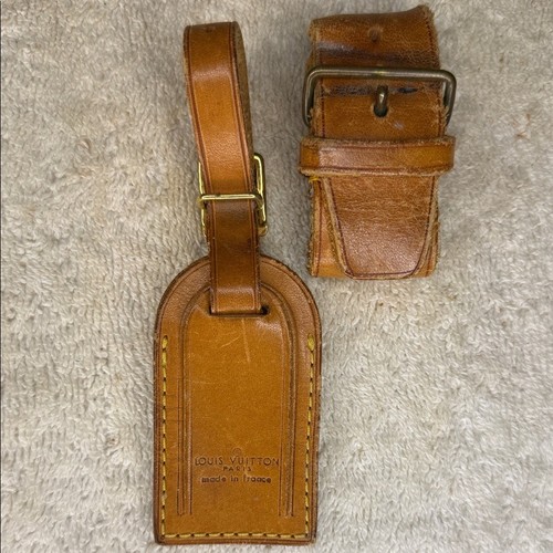 Vintage Louis Vuitton Mini Luggage Tag and Poignier in Vachetta Leather (14U)