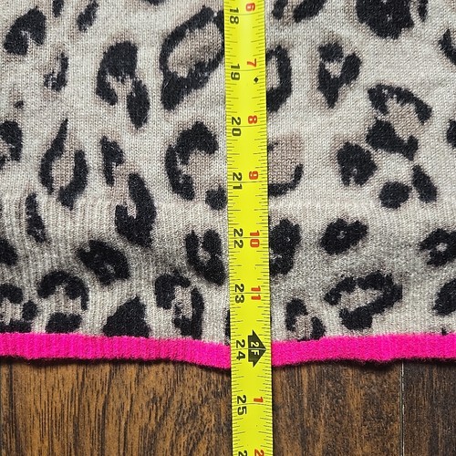$199 Charter Club 100% Cashmere Lg Leopard Print, Pink Accents Hooded Sweater - Picture 6 of 8
