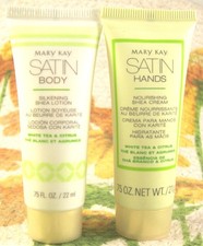2 Mary Kay Satin Hands Nourishing Shea Cream Satin Body Silkening Shea Lotion