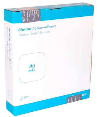BIATAIN Ag Schaumverband 10x10 cm nicht haftend 5 St PZN 18125541 Verfall 11/26