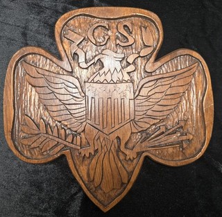Girl Scouts Of America Logo Handcarved Wooden Plaque 10x10x1 Wall Hanging Decor