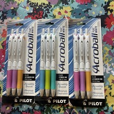 Pilot Acroball PureWhite Pen .7mm Black Ink Multicolor Packs Of Three X 3 Packs
