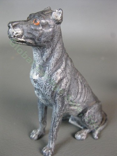 4 antiche statuine cane dipinte a freddo Bulldog Great Dane Collie Pointer Figure senza prezzo di riserva - Foto 11 di 13