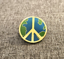 Peace Sign Earth Lapel Pin Metal Enamel 1'