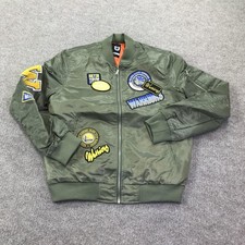 Golden State Warriors Jacket Mens Small Olive NBA Basketball Bomber Patches