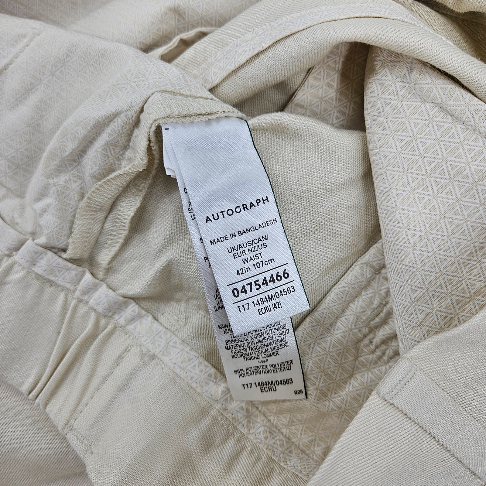 Autograph Linen Blend Tailored Shorts Ecru Waist UK 42 image 4