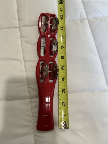 Jingle Stick Tambourine Red Hard Solid Plastic Handle 10 Percussion Instruments
