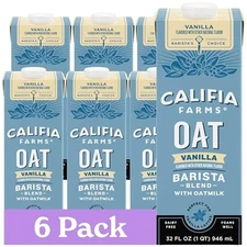 Califia Farms Vanilla Oat Barista Blend Oat Milk 32 oz Pack 6