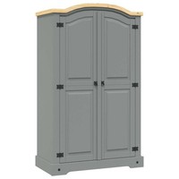 Kleiderschrank Mexiko-Stil Kiefernholz 2 TüRen Grau
