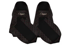 2x Black Eco Leather Seat Covers for Scania R P G Trucks 05 - 16 Integrated