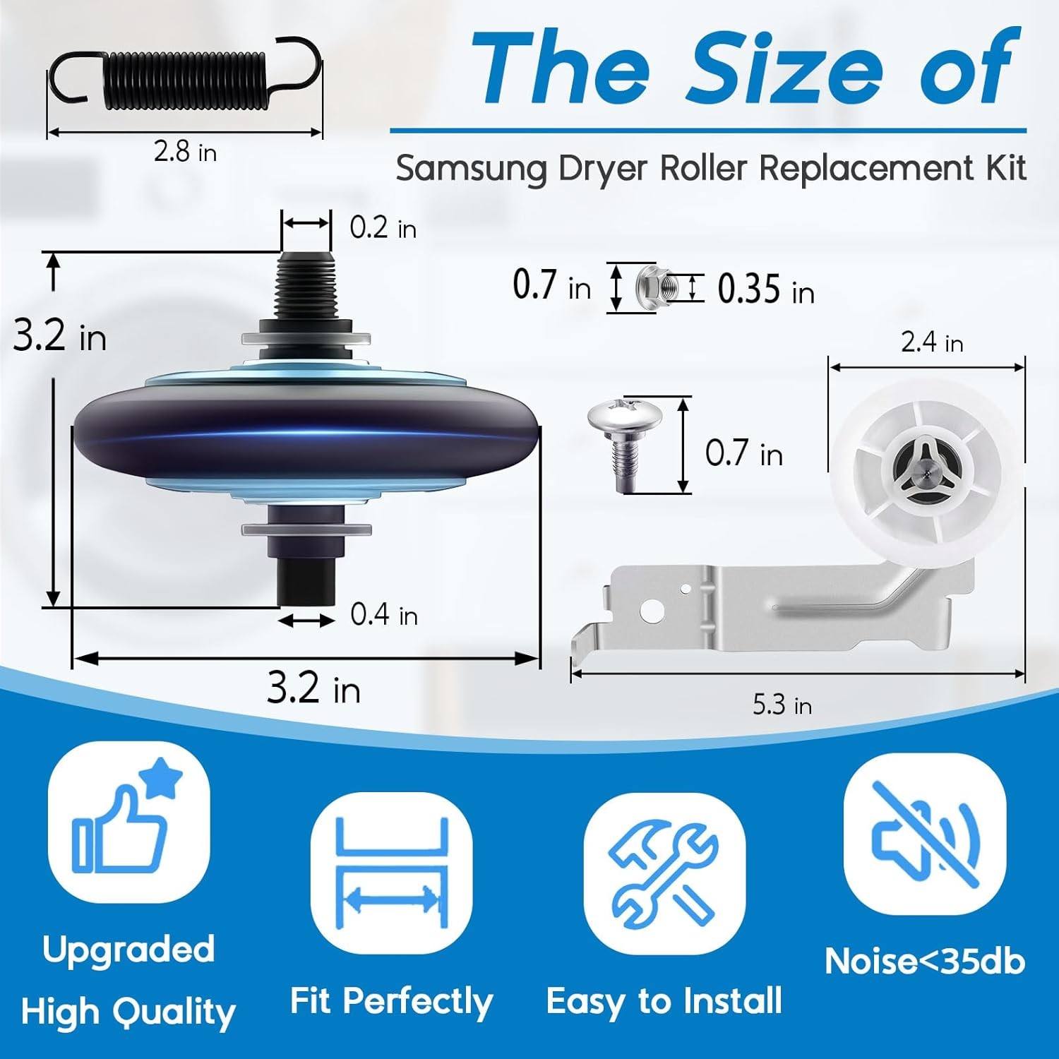 Dryer Roller Repair Kit Idler Pulley Belt Compatible Dryer Parts Set