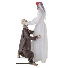 5 Ft Animated Skeleton Wedding Couple Halloween Decoration Bride Groom Prop -ATC