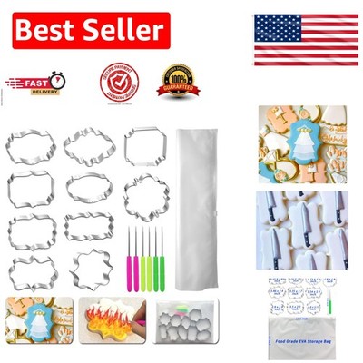 17-Piece Frame Cookie Cutters Set with 6 Scribes & Storage Bag   Create Uniqu...