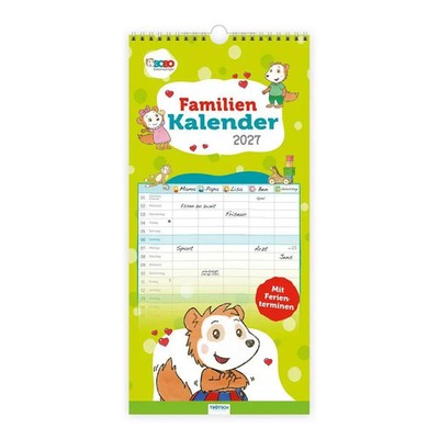 TRÖTSCH - Familienkalender Bobo Siebenschläfer 2027 | KG | Wandkalender | 24 S.