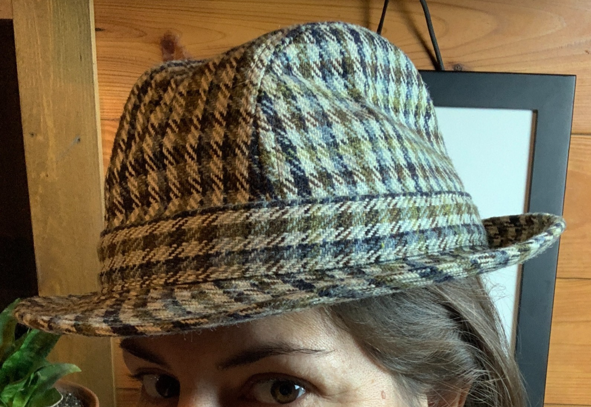 Vintage American Coach Fedora Tweed Hat 7 Small Check Plaid  display picture 3
