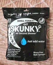 Skunky No Rinse Bathing Wipes, Cleans Without a Shower, Fast & Easy, 25 Count