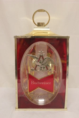 VTG 1968 Budweiser Beer Lighted Hanging Lamp Lantern Scone Ruby Red Light Sign D