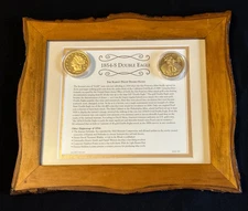 VTG Framed Story Sheet 1854-S Double Eagle Coin With Replicas 1854 & 1833 Coins
