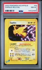 2003 POKEMON AQUAPOLIS #44 ZAPDOS-REVERSE FOIL PSA 8