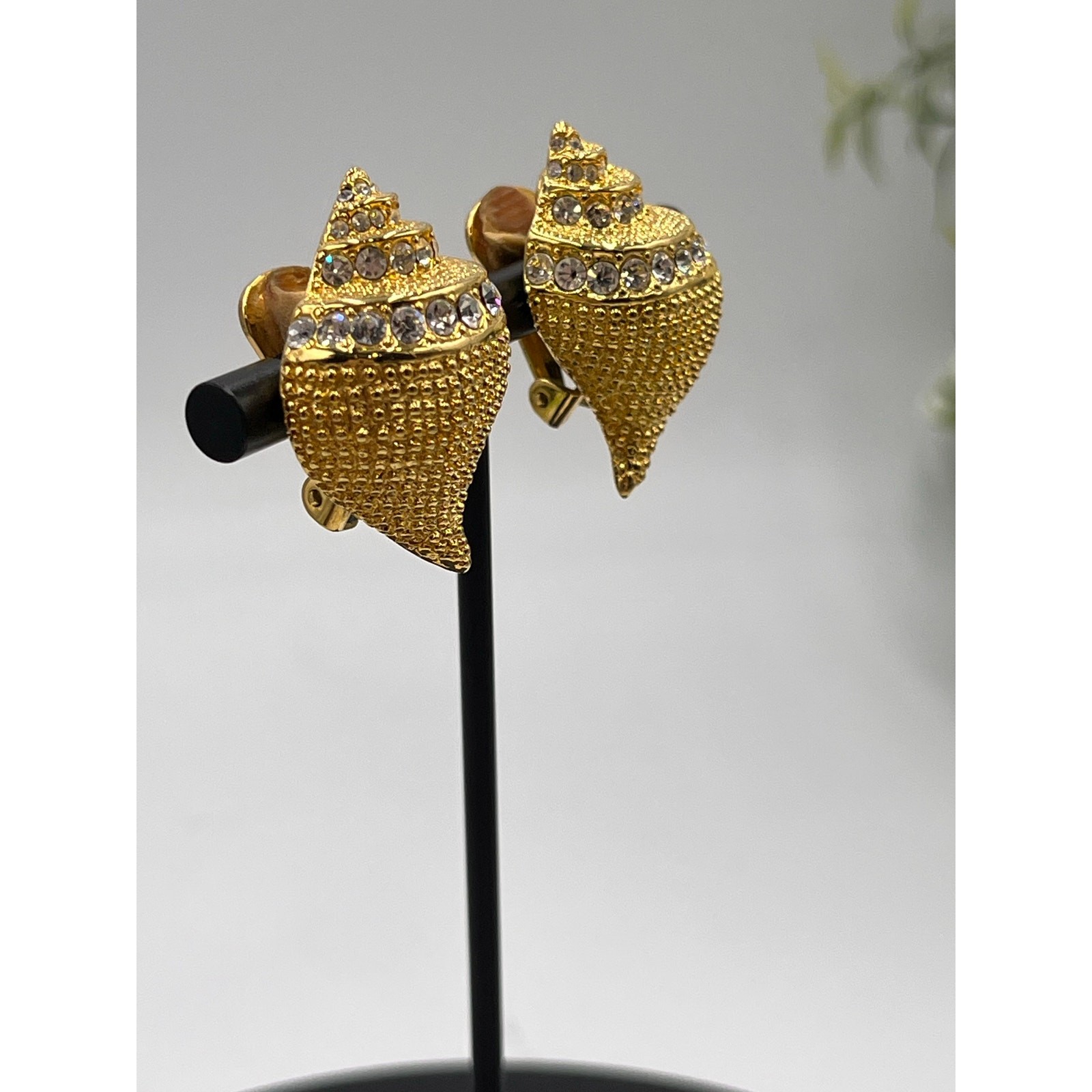 Kenneth Jay Lane KJL Vintage Gold Crystal Seashel… - image 3