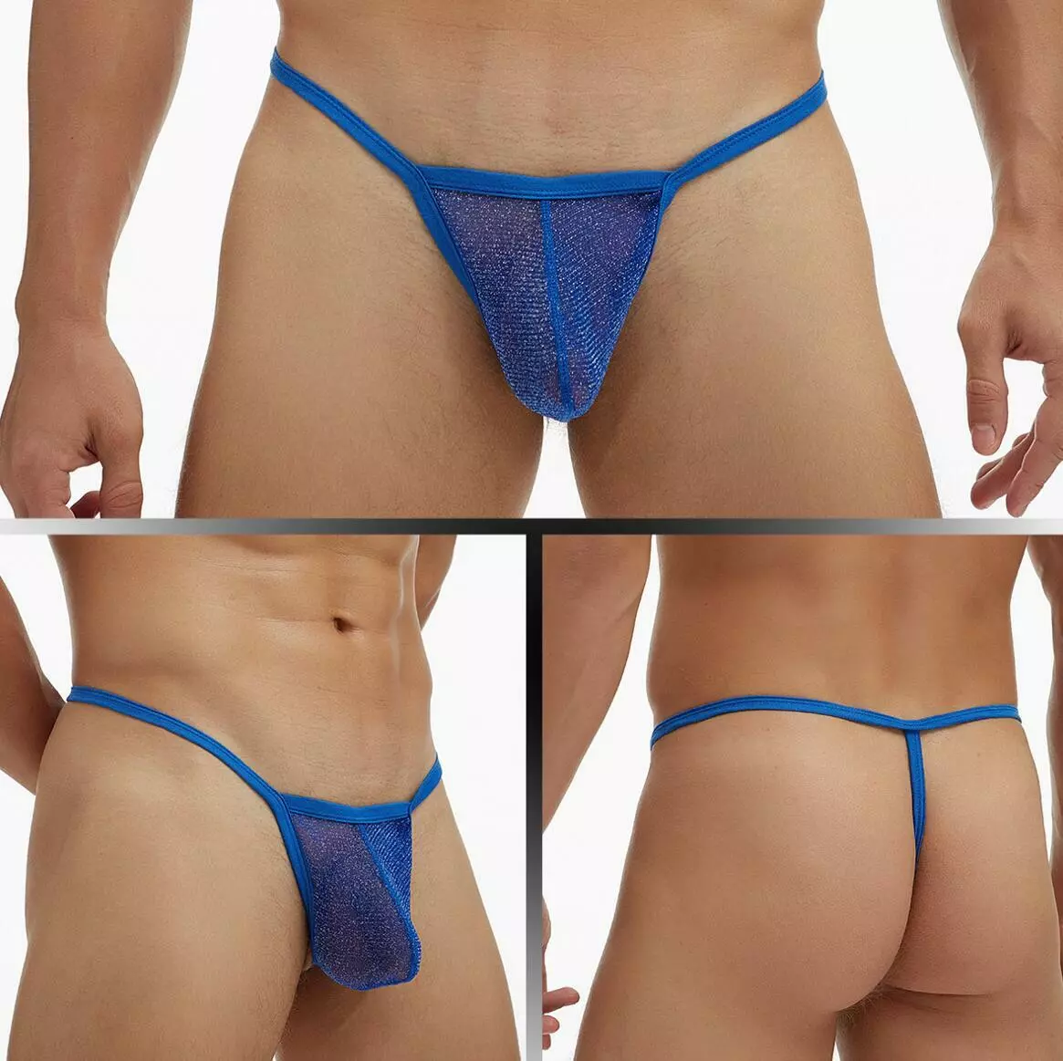 Mens Mesh See-through Pouch G-string Briefs Underwear T-back Thong V-string