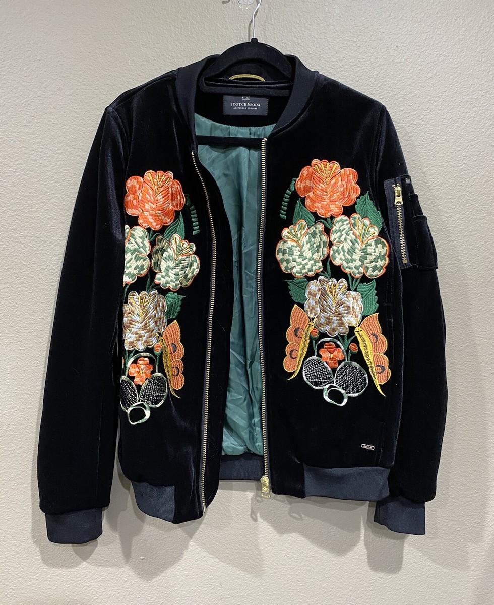 Scotch & Soda Bomber Jacket Mens Small Embroidered Full Zip Scotch & Soda Bomber Jacket Mens Small Embroidered Full Zip