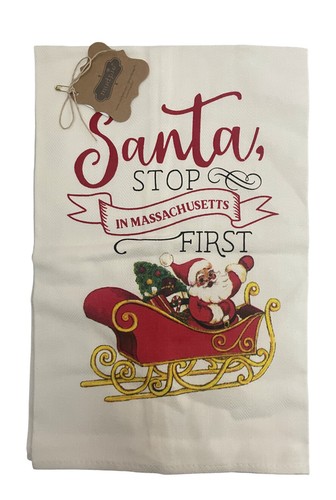 Christmas Kitchen Towel Vintage by State From Mud Pie 28" x 21" Cotton NEW Santa - Picture 6 of 35