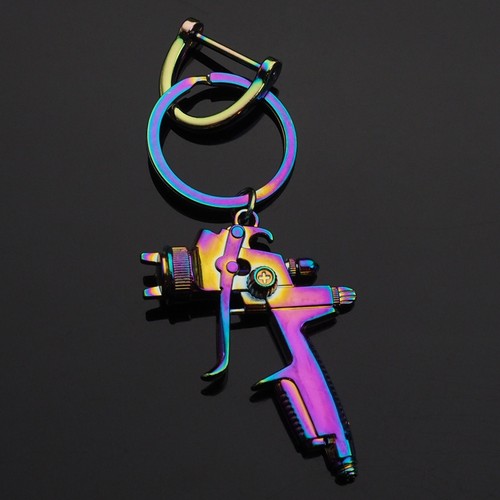2pcs Combo - 360 Clip & Paint Gun Keychain Car Fob D-Ring Holder Keyring Rainbow - Picture 5 of 6