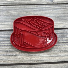 vintage red Tupperware "Happy Birthday Cake" cookie cutter   4 in. wide