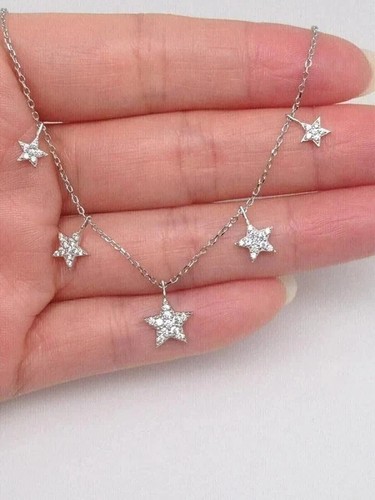 2Ct Round Cut Lab Created Diamond Necklace Style 14K Yellow Gold Plated Silver - Picture 6 of 7
