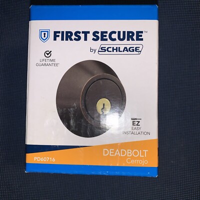 First Secure By Schlage Deadbolt Aged Bronze  NEW PD60716
