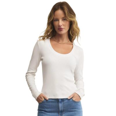 Z Supply Sirena Rib Long Sleeve Shirt - White