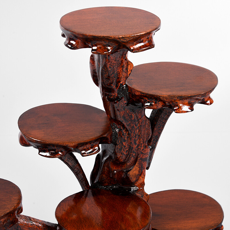 big Wooden Tree Display Rack Stand Craft Art Statue Base Holder Planter ...