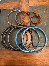 lot of 9 Vintage Round Macrame Rings  7 plastic and 2 metal Sizes 3, 5, 6  7"