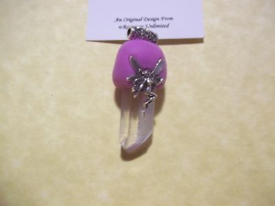 Art Nouveau FAIRY OOAK Madagascar Quartz Fimo Clay Pendant/Wand