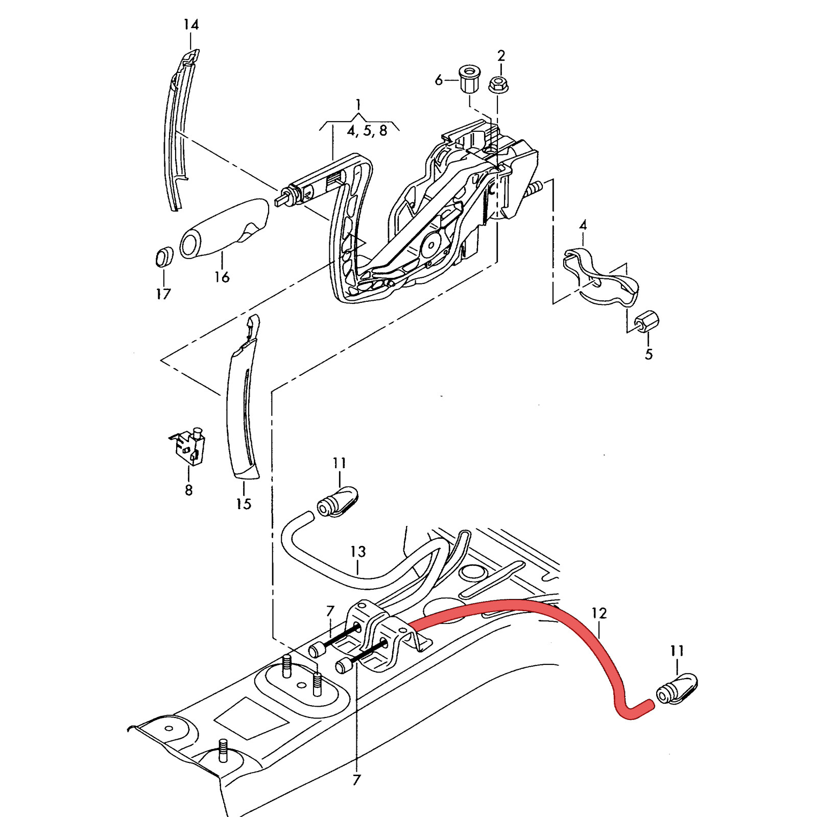 For VW Golf Skoda Audi A3 RS3 8P Handbrake Cable Guide Tube Left Side 1K0711951A eBay