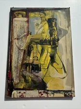 MID CENTURY ABSTRACT PAINTING LARGE MODERNIST PORTRAIT CUBISM RARE NUDE 34"