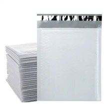 50 #2 8.5" x 11" Poly Bubble Padded Envelopes Mailers Shipping Bags White 9x12