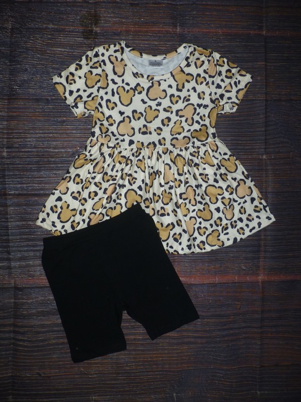 NEW Boutique Minnie Mouse Leopard Tunic Shorts Girls Outfit 2T