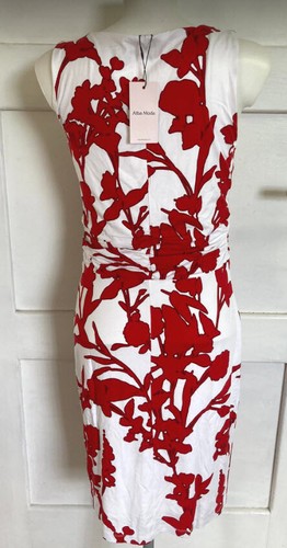 NEU ETUIKLEID BLUMENPRINTS JERSEY 34 ALBA MODA rot weiss 100€ *57306711 - Bild 6 von 7