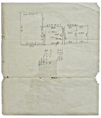 Antique Hand-Drawn Land Survey Map w/ Measurements   Historic Estate Planning