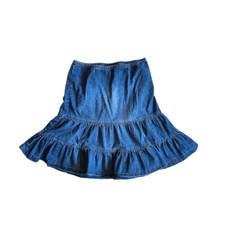 cottagecore tiered denim skirt