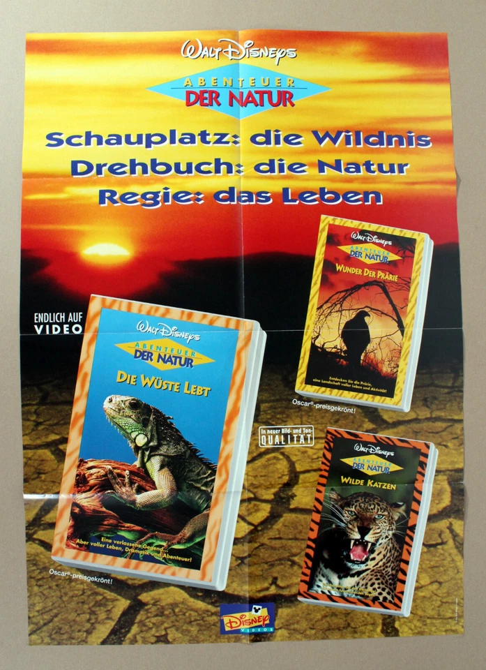 ABENTEUER DER NATUR Walt Disney VIDEO-POSTER A1 84x60cm Wüste lebt PROMOPLAKAT - Bild 1 von 1