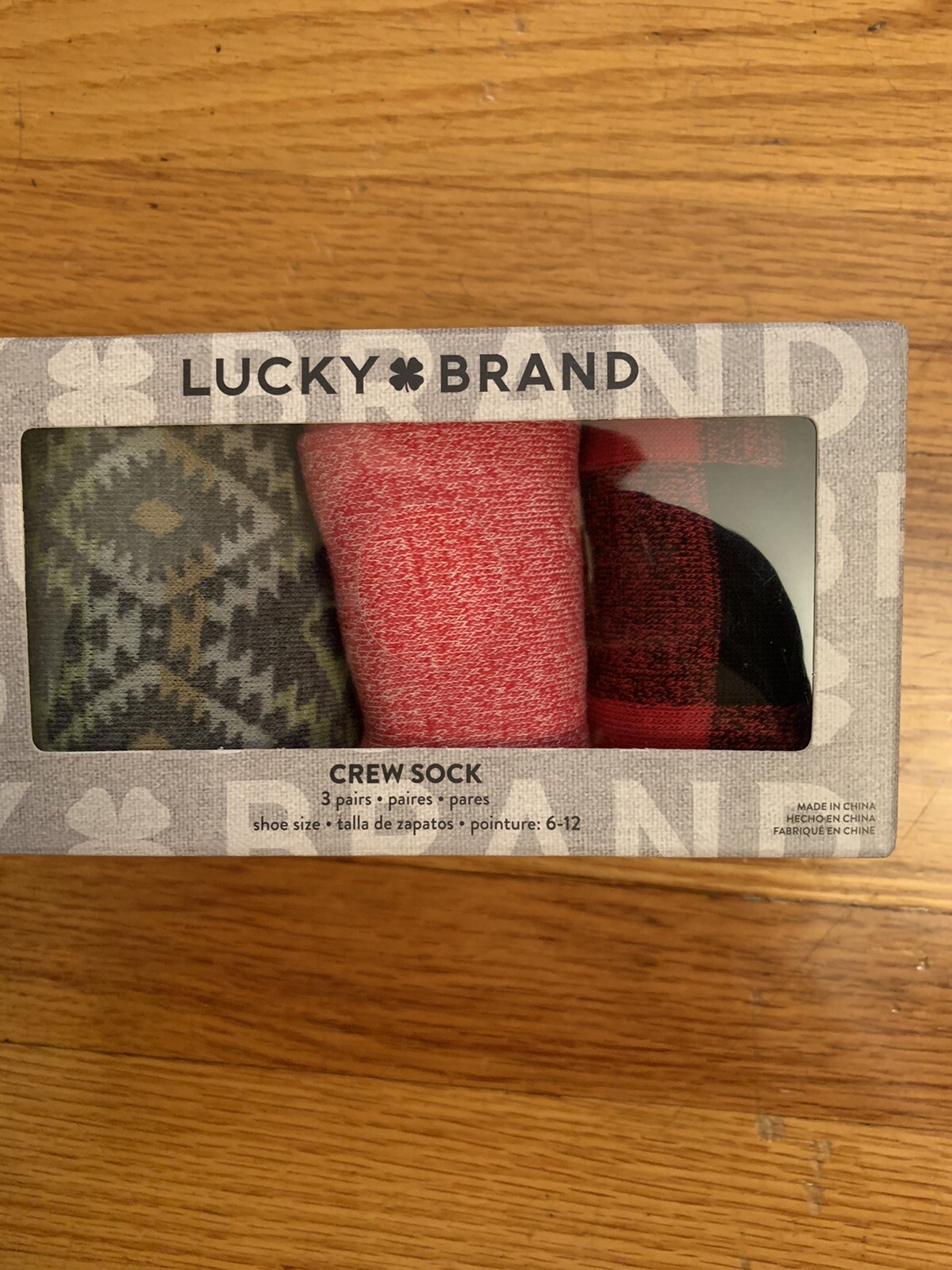 Luck Brand Men's Crew Socks 3 Pair Multicolored Shoe Size 6-12 Large