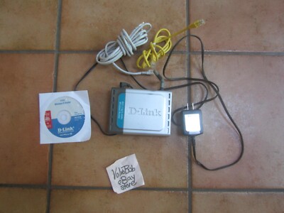 D-Link DI-524 Wireless Router 4Ports w/PwrCord & 2 ETHERNET Cables & CD - WORKS