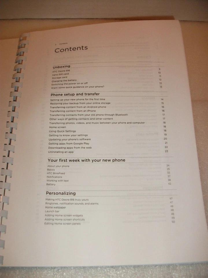 HTC Desire 816 Mobile Phone User Guide~PRINTED~ , Instruction Manual (A4) - Image 2 of 4