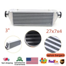 Universal Intercooler 27x7x4 3" INLET&OUTLET Tube & Fin For Turbo Charger System