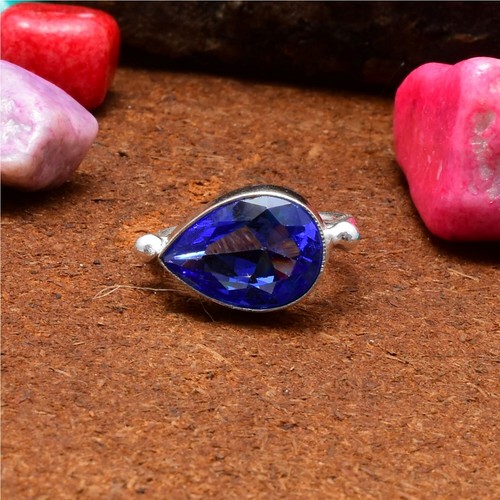 Boutons De Manchette Argent 925 - Pierre Naturelle Tanzanite Et Topaze Bleue - Ovales 10x12mm