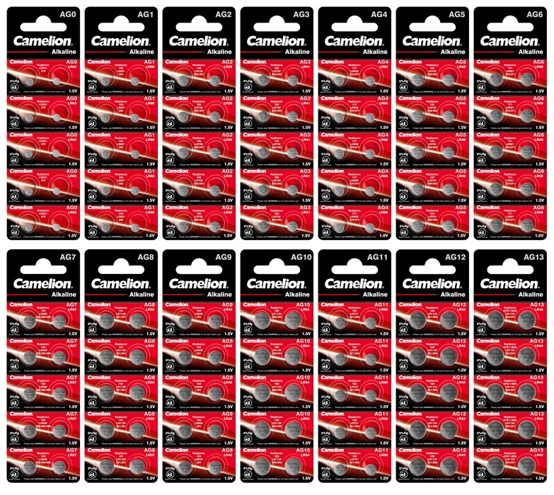 Knopfzellen Uhren-Batterien der Serie AG0...AG13 Camelion Alkaline 10er-Blister